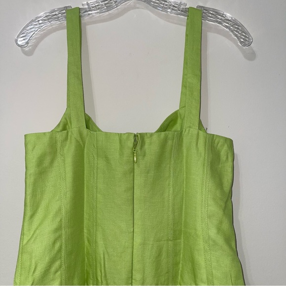 NICHOLAS MAKENNA DROP WAIST CORSET LINEN MIDI DRESS - LIME - Picture 8 of 10